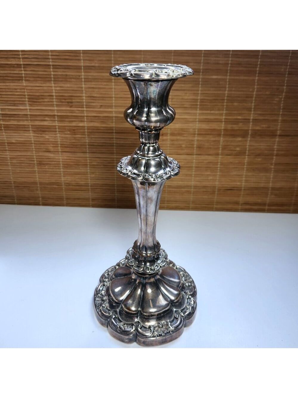 Vintage Ornate Metal Candlestick • 11" Tall • Heavy 2.52 lb